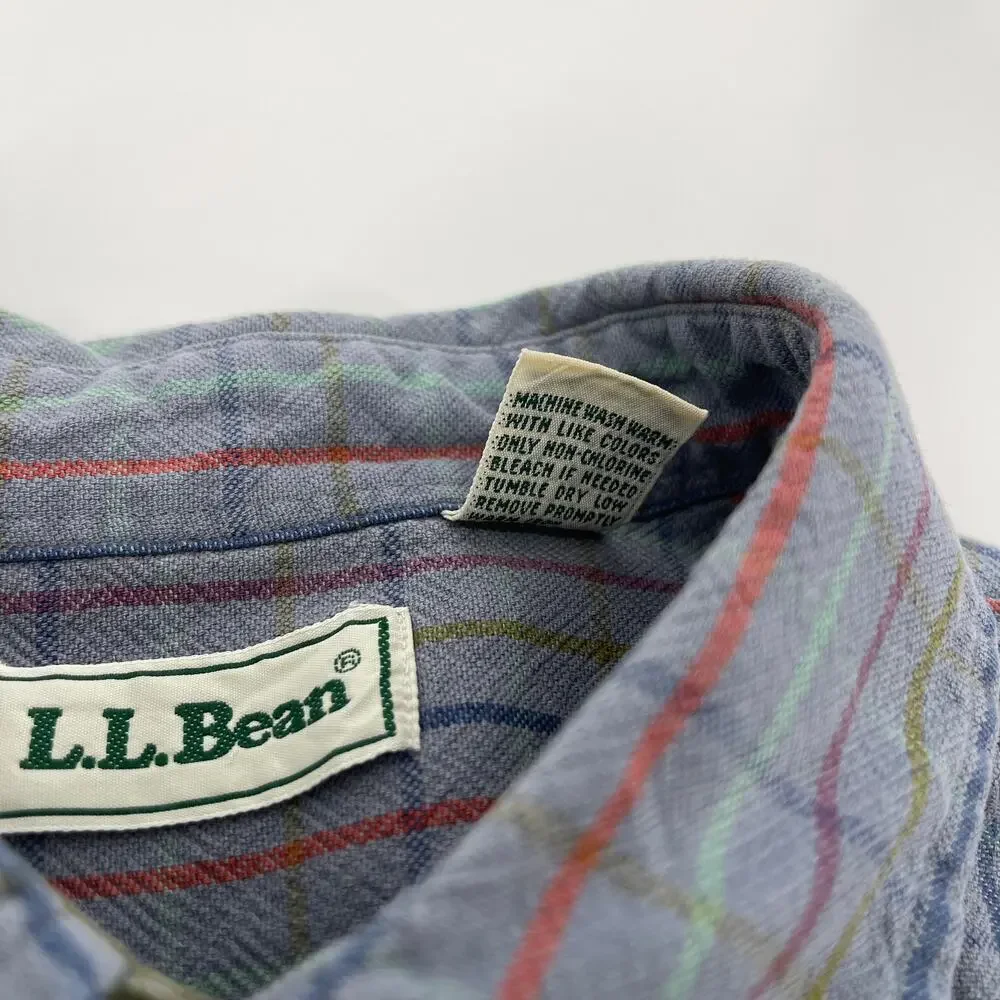 L.L. Bean Vintage 100% Cotton Button Down Shirt Long Sleeve 80s Large Tall